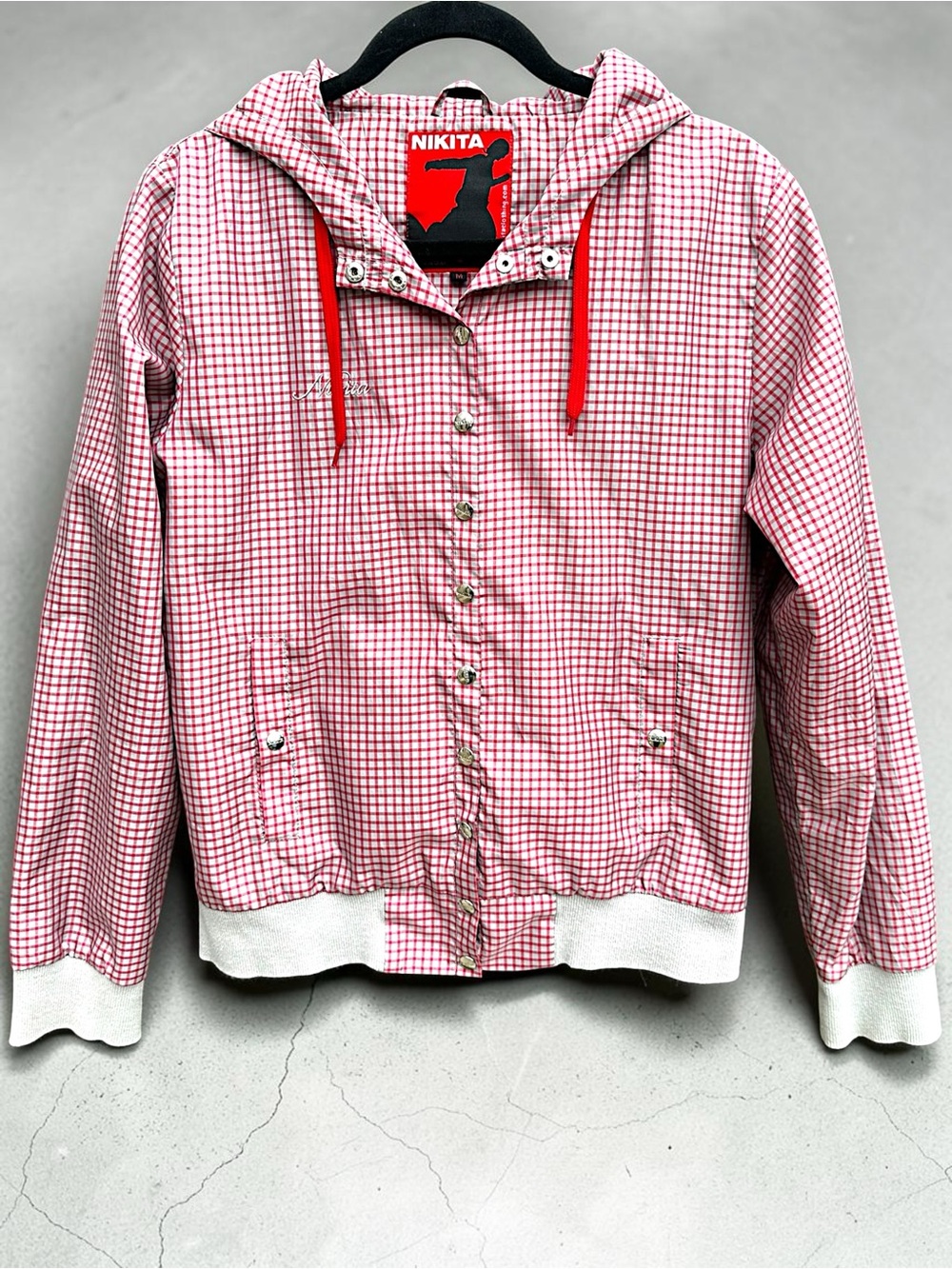 Nikita Red Gingham Nylon Windbreaker Jacket - Women's M - Y2K Gorpcore